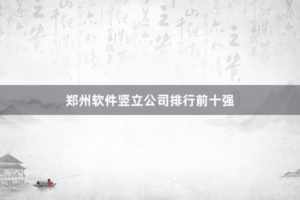 郑州软件竖立公司排行前十强